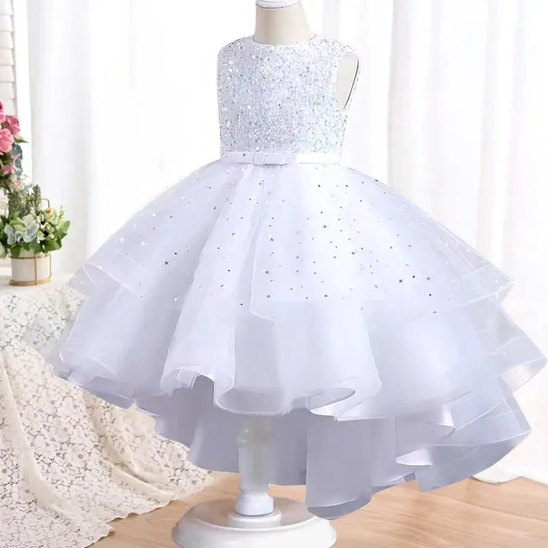 Christmas Carnival Ball Fluffy Birthday Party Dresses for Girls New Girl Embroidery Sequins 3-12 Year Old Girl Princess Dress