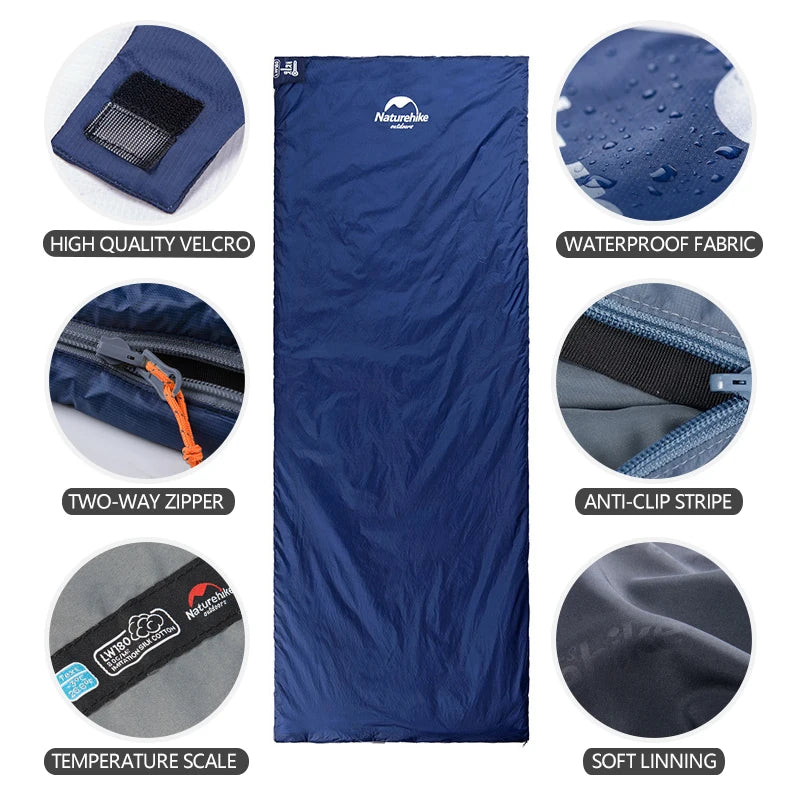 Naturehike lw180 Ultralight Cotton Sleeping Bag, Outdoor Hiking Camping Sleeping Bag