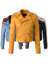 Winter Autumn Motorcycle Women's PU Leather Slim Jackets Coat