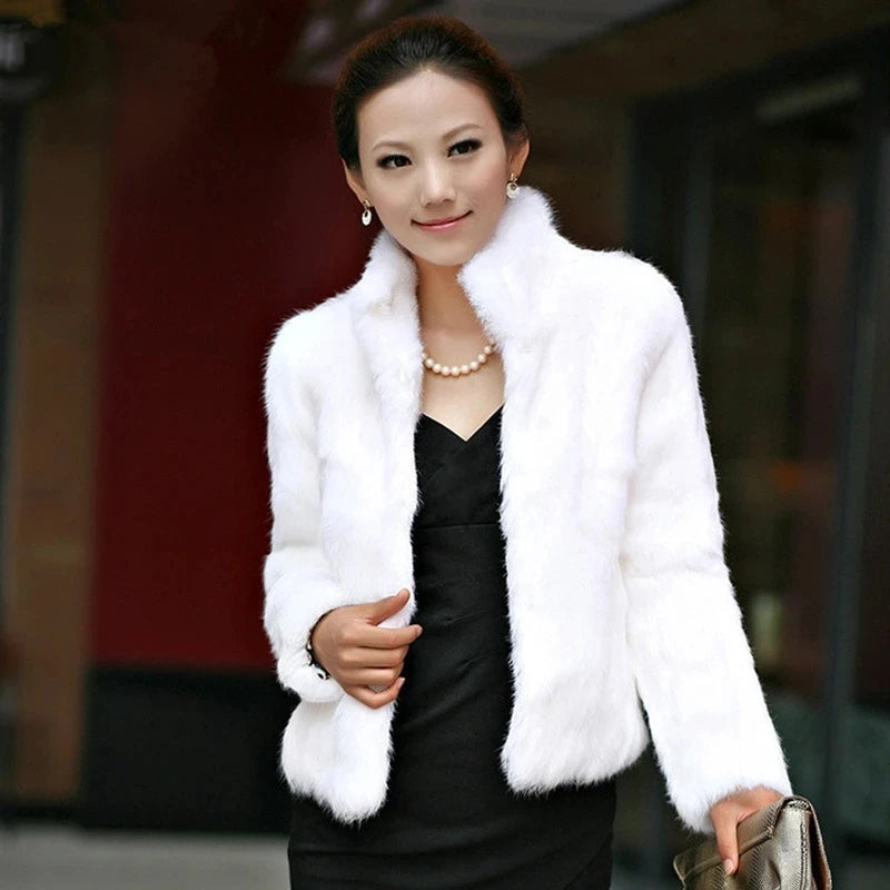 Luxury Hot Sale Winter Women Real Rabbit Fur Coat Natural Warm Rabbit Fur Jacket Lady Fashion 100% Genuine Real Rabbit Outerwear