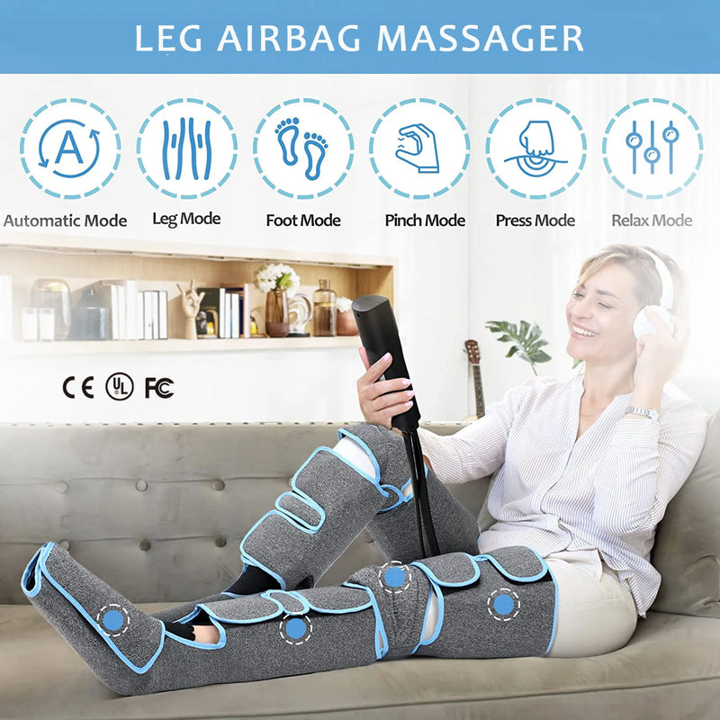 New 360° Foot Air Pressure Leg Massager Promotes Blood Circulation, Body Massager, Muscle Relaxation, Lymphatic Drainage Device