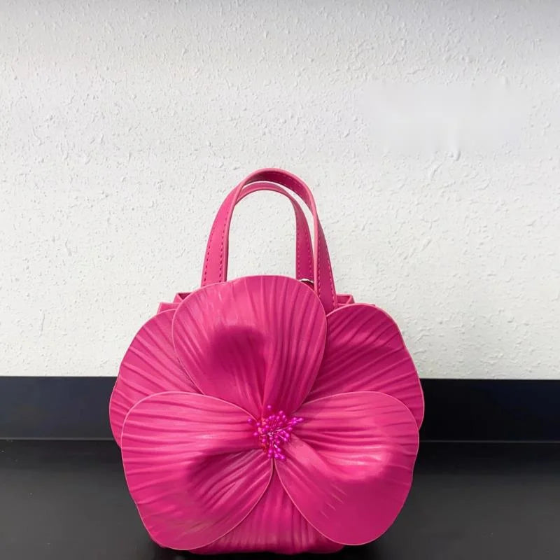 French 3d Flowers Beautiful Evening Bags For Women Luxury Designer Handbag And Purse 2024 New Petal Splicing Shoulder Tote Bag