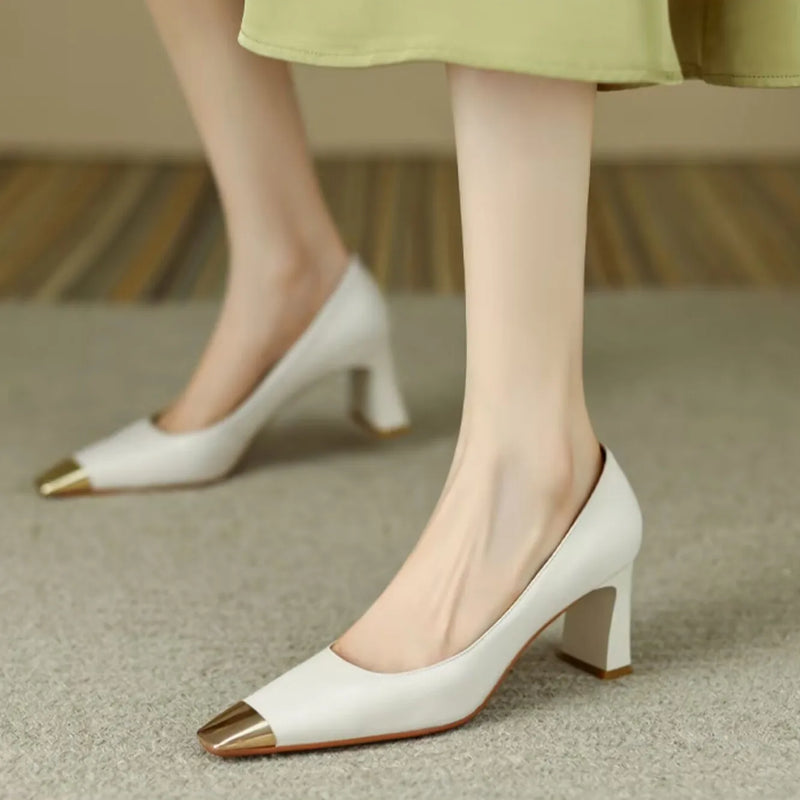 Ladies Summer Footwear High Heels Square Toe Evening Formal on Heeled Fashion White Beau Today Trend