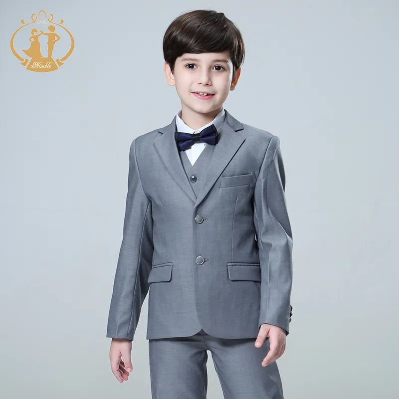 Nimble Spring Autumn Formal Boy Suit for Weddings Children Party Host Costume Wholesale Clothing 3Pcs/Set Blazer Vest Pants