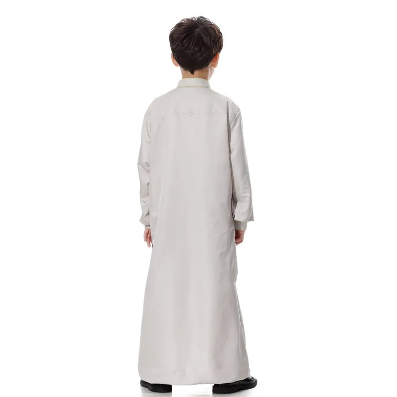 2024 New Kids Robe Children Embroidery Outfit Boys Ramadan Thawb Teens Long Sleeve National Clothes Arab Muslim Thobe 5-12 Years