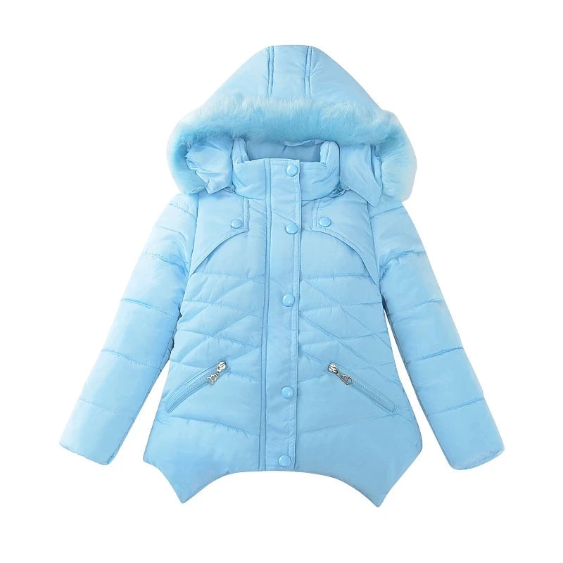 2024 New Winter Jackets For Girls Coat Fashion Long Style Hooded Outerwear Thicken Warm Children's Clothing