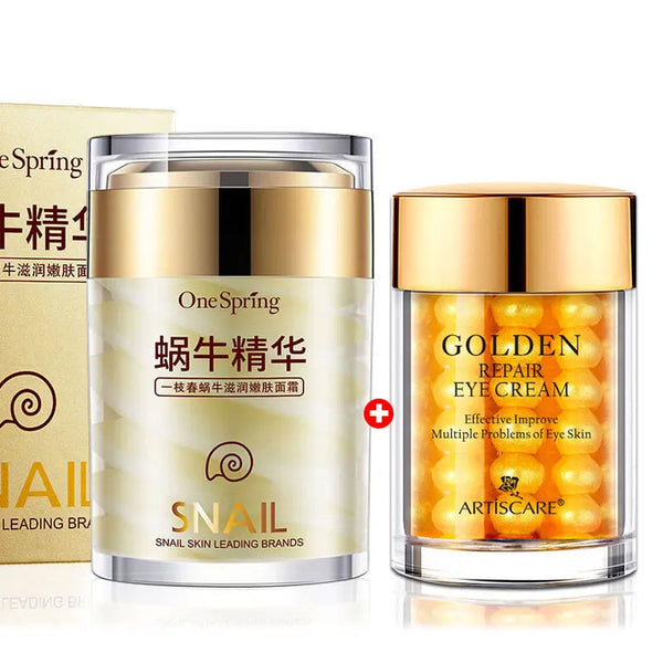 Snai Face Cream + Gold Eye Cream Eye Bags from Wrinkles Aloe Vera Anti-aging Removal Dark Circles Repair Moisturising