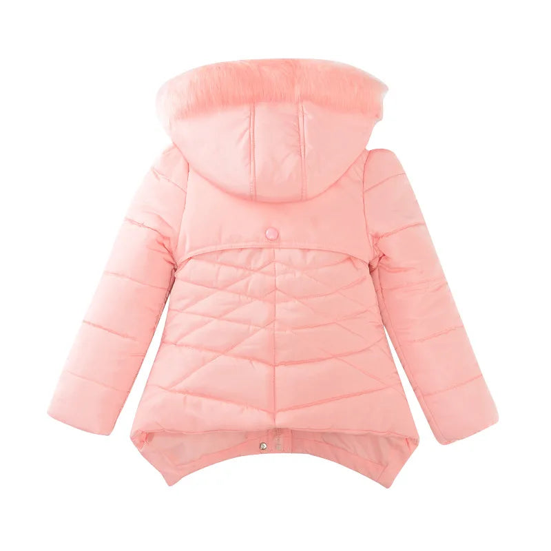 2024 New Winter Jackets For Girls Coat Fashion Long Style Hooded Outerwear Thicken Warm Children's Clothing