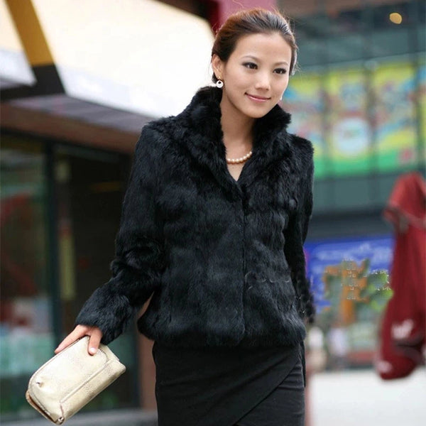 Luxury Hot Sale Winter Women Real Rabbit Fur Coat Natural Warm Rabbit Fur Jacket Lady Fashion 100% Genuine Real Rabbit Outerwear