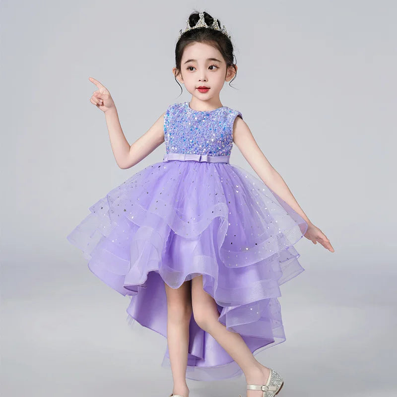 Christmas Carnival Ball Fluffy Birthday Party Dresses for Girls New Girl Embroidery Sequins 3-12 Year Old Girl Princess Dress