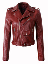 Winter Autumn Motorcycle Women's PU Leather Slim Jackets Coat