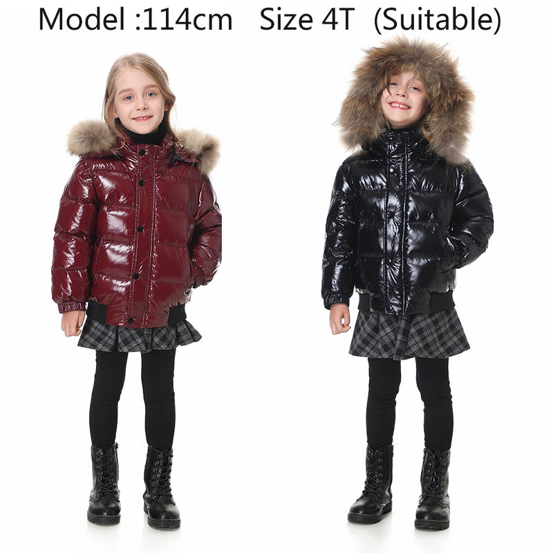 Black Winter Jacket Parka For Boys Winter Coat 90% Down Girls Jackets Children's Clothing Snow Wear Kids Outerwear Boy Clothes