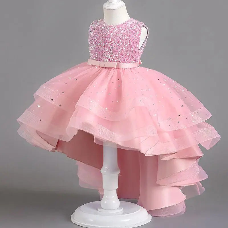 Christmas Carnival Ball Fluffy Birthday Party Dresses for Girls New Girl Embroidery Sequins 3-12 Year Old Girl Princess Dress