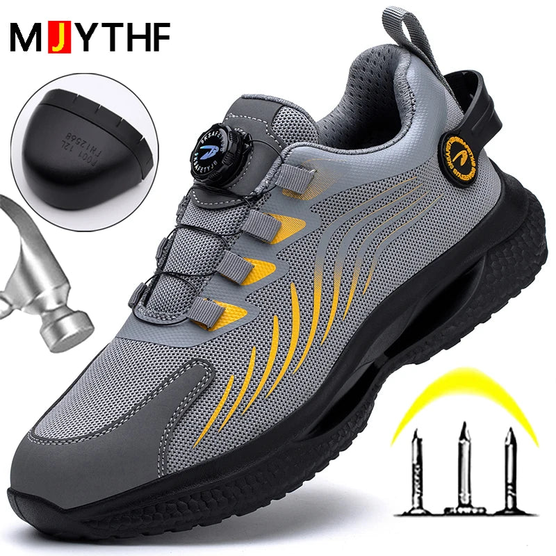 2024 Security Safety Shoes Men Rotating Button Work Sneakers Indestructible Shoes Puncture-Proof men Sport Shoes Steel Toe Boots