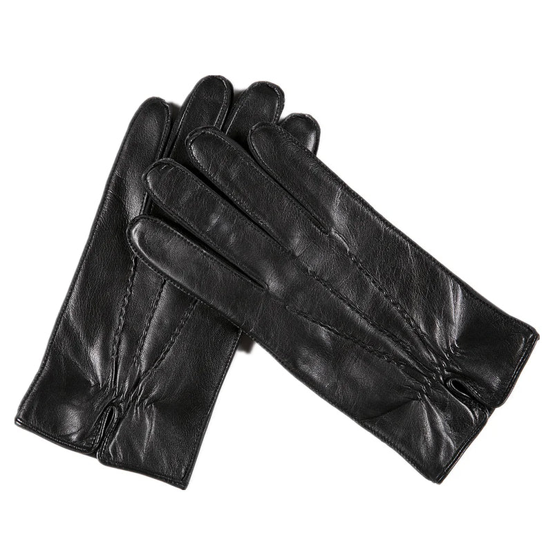 Gours Winter Real Leather Gloves for Men Fashion Brand Black High Quality Genuine Goatskin Gloves Classic Mittens Warm GSM019