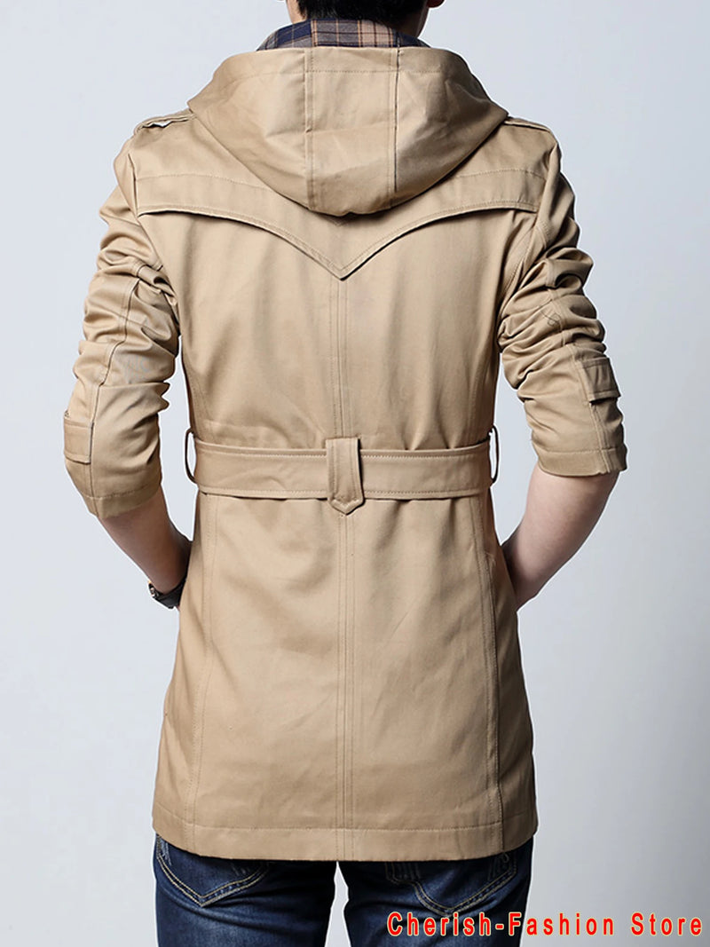 Fashion Outwear Long Coat Men Trench Plus Size Male Clothing Slim Fit