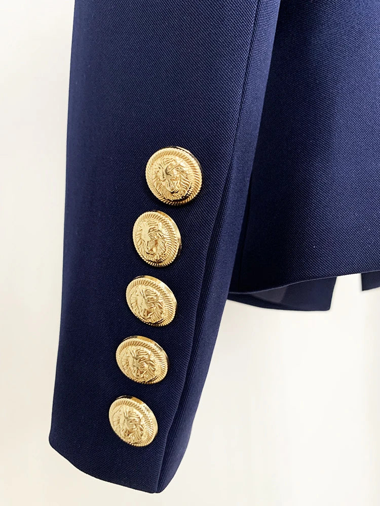 HIGH QUALITY New Fashion 2024 Designer Jacket Women's Classic Slim Fitting Metal Lion Buttons Double Breasted Blazer Outer S-5XL