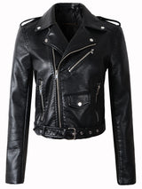 Winter Autumn Motorcycle Women's PU Leather Slim Jackets Coat