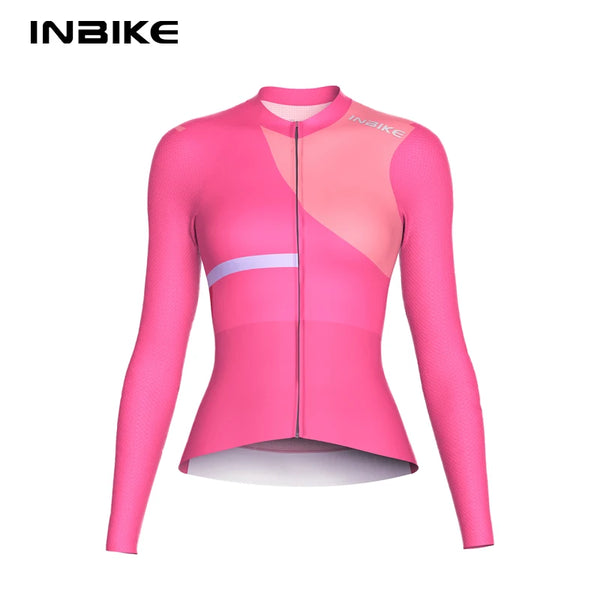 INBIKE 2024 Women Long Sleeve Cycling Jersey Biking Clothing for Riding Fast Drying Top Mountain Road Bike Clothes with Pockets