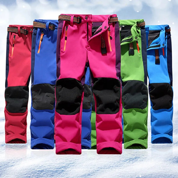 Brand Waterproof Girls Boys Pants Children Outerwear Warm Sporty Climbing Trousers For 5-14 Years Old