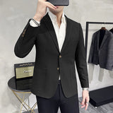 2024- New Men's Slim-fit Fashion Gentleman Trend All-in-one Italian Style Hosts High-end Middle-aged Business Casual Blazer Suit