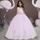 2024 Formal Girl Bridesmaid Dress Kids Clothes Baby Birthday Children Lace Princess Party Wedding Evening Prom Costume Vestidos