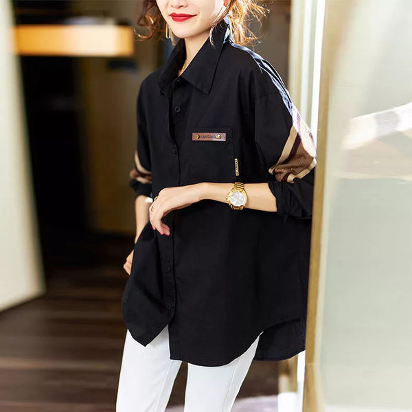 Commute All-match Casual Blouse Female Button Loose Vintage Turn-down Collar Shirt Women's Clothing Spring New