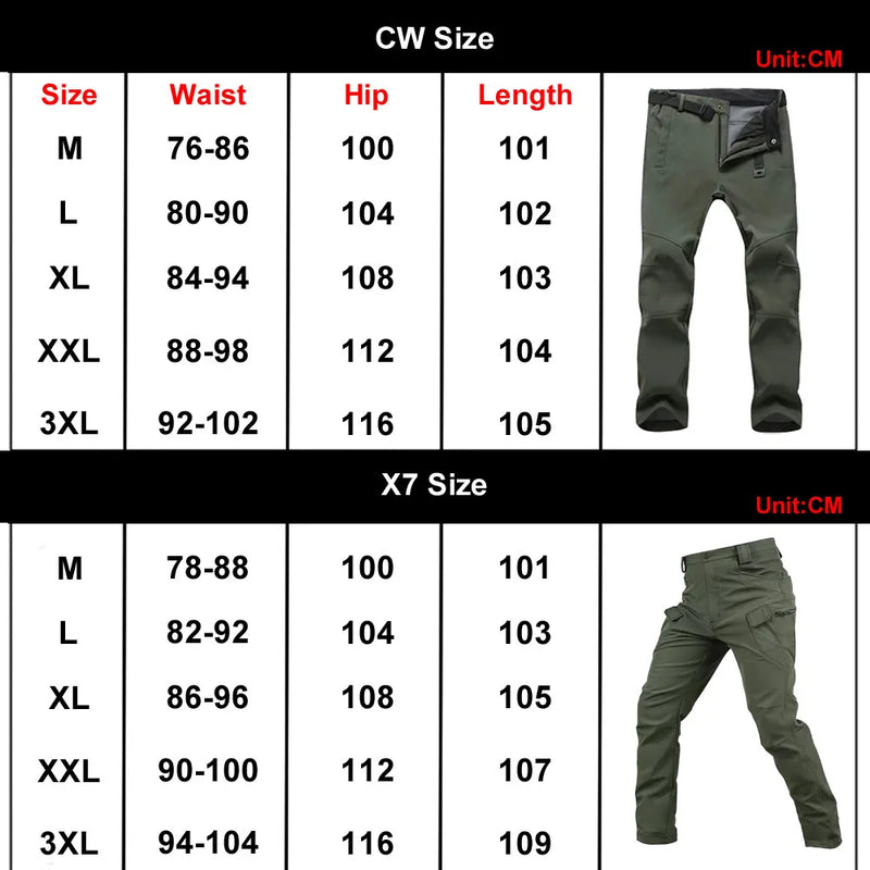 Warm Winter Men Soft Shell Pants Travel Waterproof Outdoor Camping&Hiking Pants Fleece Windproof Skiing Trousers Tactical Pants