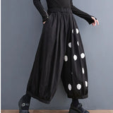 Summer Polka Dot Printed Pants Women Loose Vintage Thin Wide Leg Pants High Waisted Bloomers Trousers Ladies Streetwear