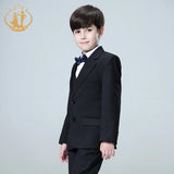 Spring Autumn Formal Black Suits for Weddings Set Children Party Host Costume Kids Blazer Vest Pants 3Pcs Wholesale Clothing