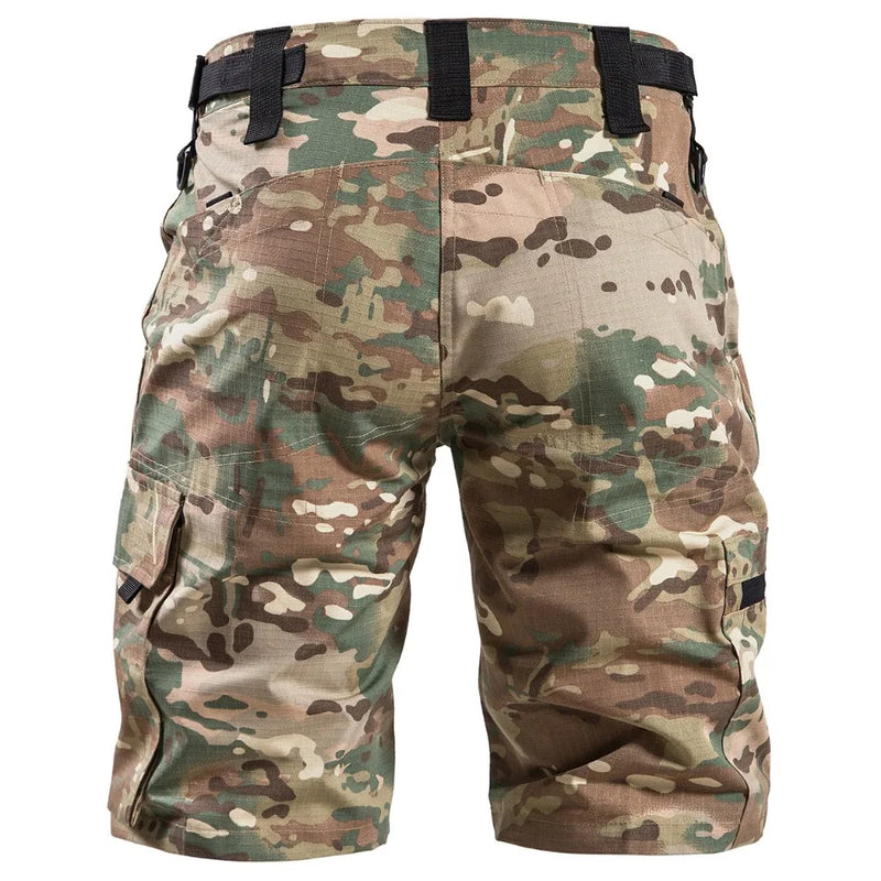 Mens Camouflage Tactical Cargo Shorts Summer Training Waterproof Wear-resistant Pants Multi Pocket Outdoor Combat Shorts Thin