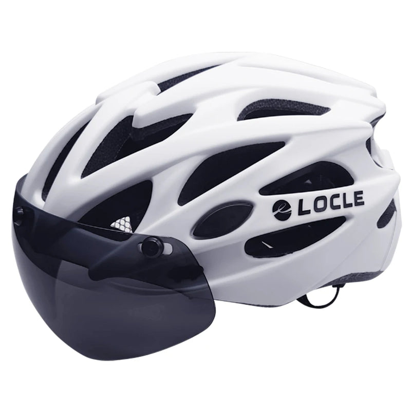 LOCLE Magnetic Goggles Cycling Helmet Men Women Bicycle Helmet Lenses MTB Bike Helmet Road Mountain Helmet Removable Sunvisor