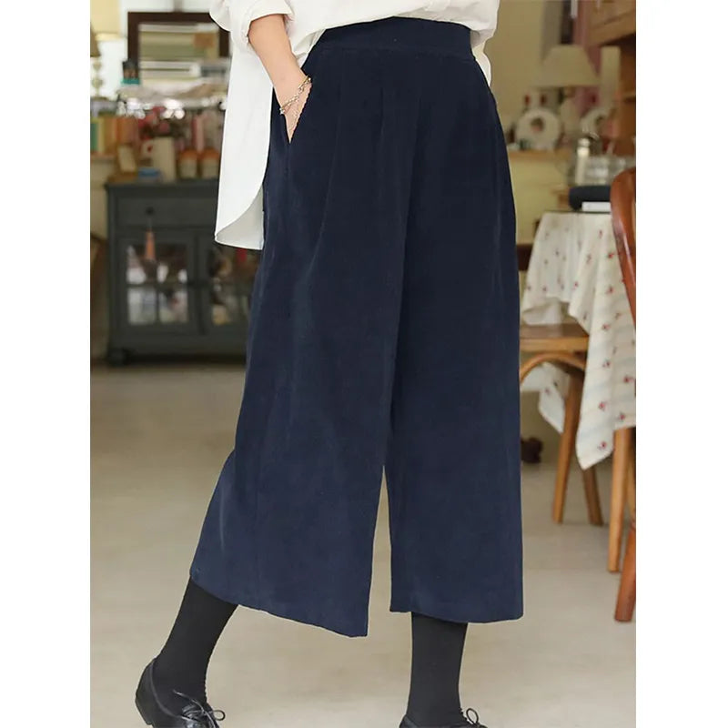 Corduroy Cotton Oversize Pants Elastic High Waist Wide Leg Baggy Trousers Korean Japanese Streetwear Sports Pants For Women