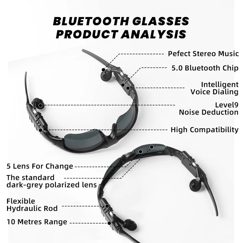 Bluetooth Polarized Cycling Glasses For Men Motorcycle MTB Bike Sunglasses Bicycle Earphone Sport Fishing Running Eyewear