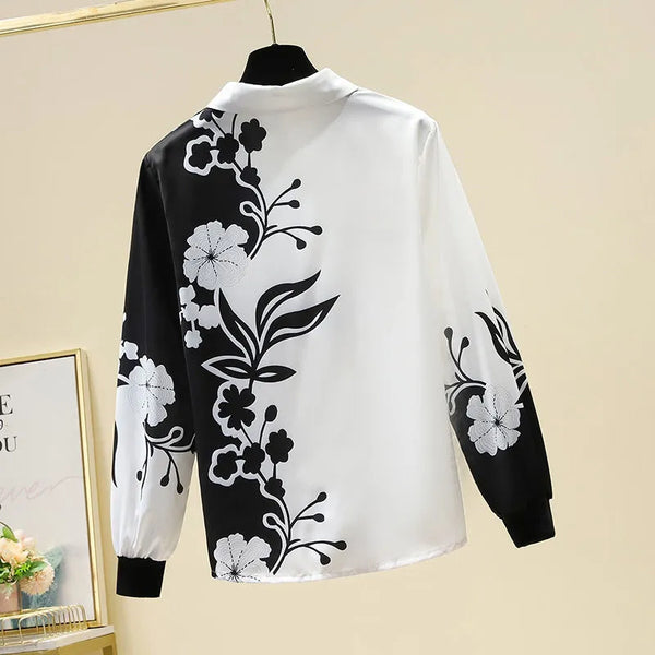 Spring Autumn Streetwear Fashion Print Single Breasted Shirt Women Elegant Long Sleeve All-match Blouse Harajuku Cardign Blusa