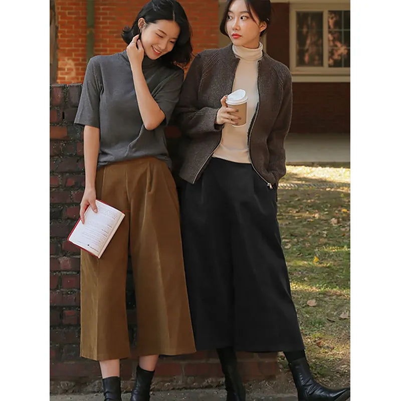 Corduroy Cotton Oversize Pants Elastic High Waist Wide Leg Baggy Trousers Korean Japanese Streetwear Sports Pants For Women