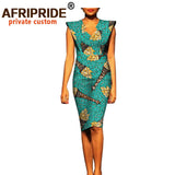 2024 African Summer Women Dress AFRIPRIDE Fashion Short Batwing Sleeve V-neck Knee-length Casual Cotton Dress for Women A7225121