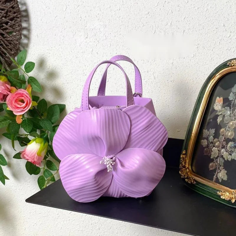 French 3d Flowers Beautiful Evening Bags For Women Luxury Designer Handbag And Purse 2024 New Petal Splicing Shoulder Tote Bag