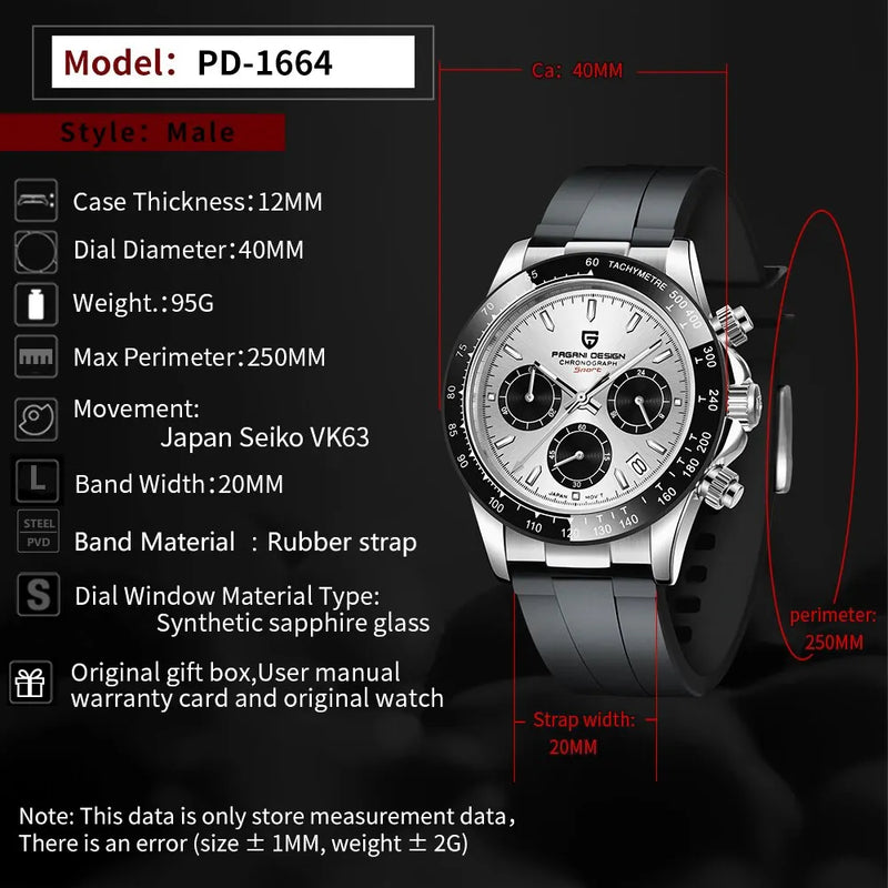 2024 PAGANI DESIGN Watch Men Quartz Top Brand Luxury Automatic Date Wristwatch for Men Waterproof Sport Chronograph Clock Mans