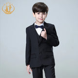 Spring Autumn Formal Black Suits for Weddings Set Children Party Host Costume Kids Blazer Vest Pants 3Pcs Wholesale Clothing