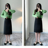 Office Lady Fashion Slim Solid Skirt Korean Clothing Spring Summer Streetwear New High Waist Elegant Straight Midi Casual Skirts