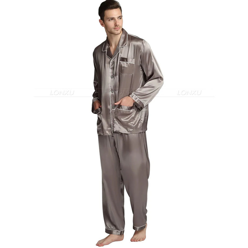 Mens Silk Satin Pajamas  Pyjamas  Set  Sleepwear Set  Loungewear