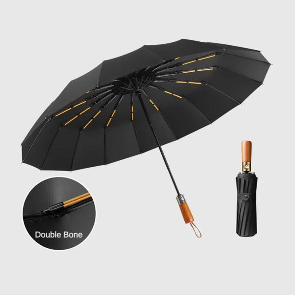 Windproof 32 Bone Business Umbrella for Men, Fully Automatic Wooden Handle, Large Folding, Waterproof Sunshade Luxury Umbrellas