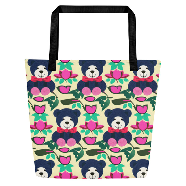 All-Over Print Large Tote Bag - Teddy Bear (POD-B)