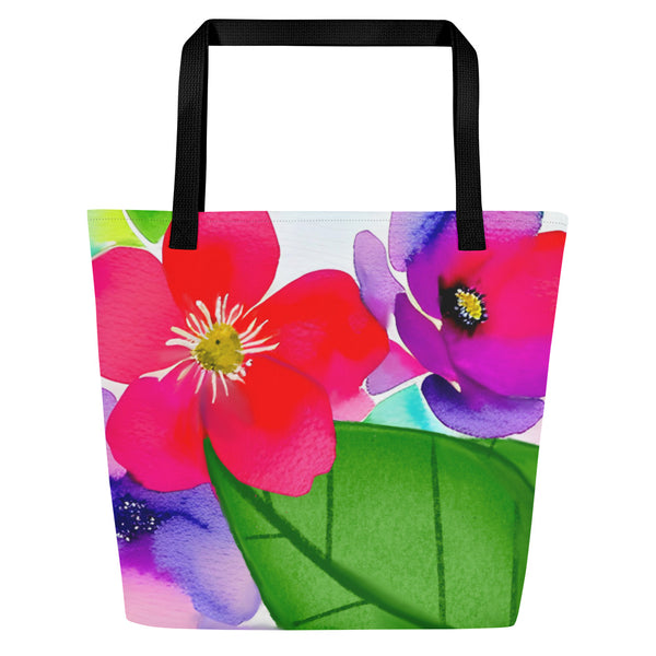 All-Over Print Large Tote Bag -Pastel Petals (POD-B)