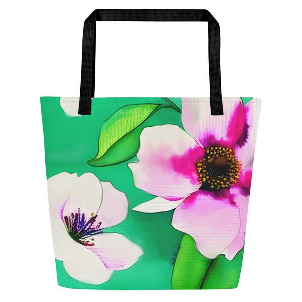 All-Over Print Large Tote Bag -Pastel Petals (POD-B)