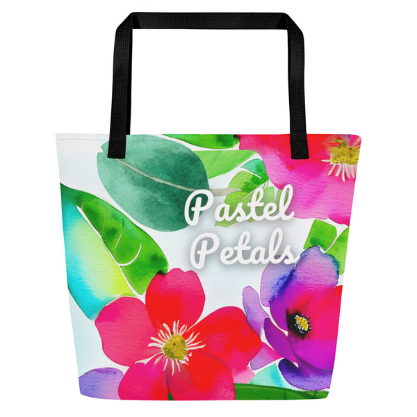 All-Over Print Large Tote Bag -Pastel Petals (POD-B)