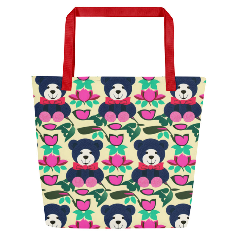 All-Over Print Large Tote Bag - Teddy Bear (POD-B)