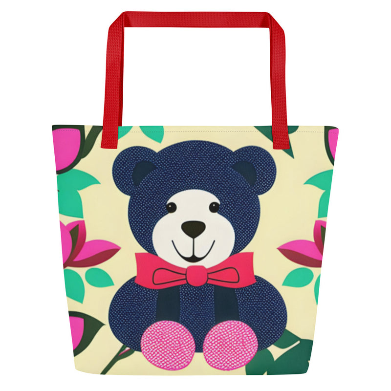 All-Over Print Large Tote Bag - Teddy Bear (POD-B)