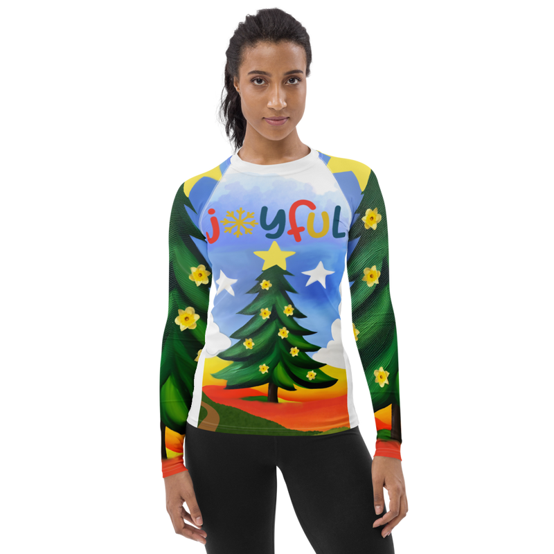 Women's Rash Guard - Christmas Joyful (POD-F)